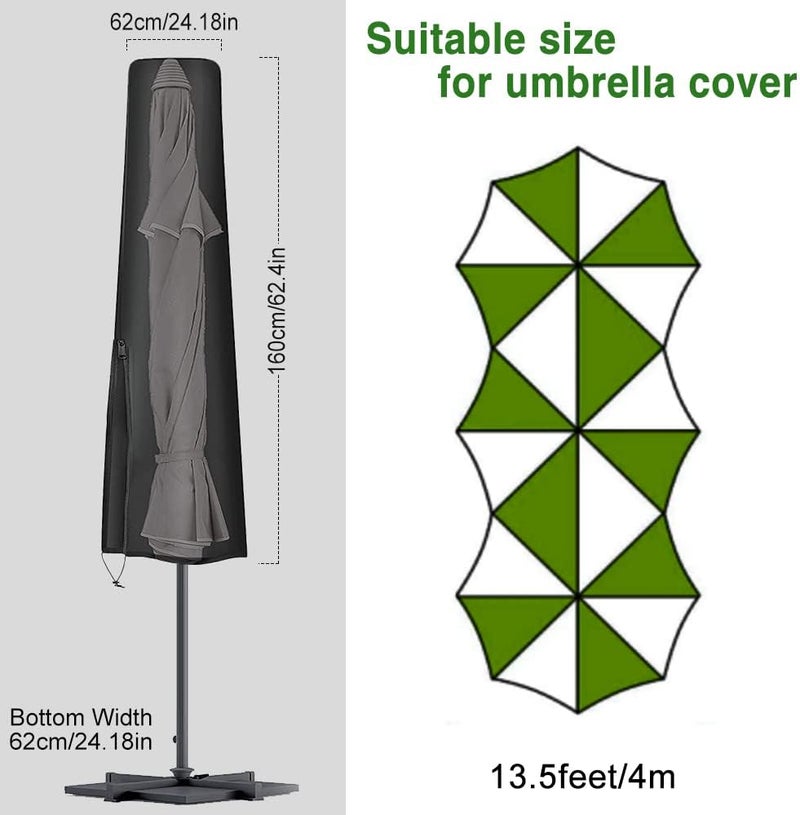 Viadom Umbrella Covers for Outdoor Umbrellas - Small Patio Umbrella Cover for 6 ft to 9 ft Outdoor Table Umbrella - Waterproof Windproof Anti-UV Outdoor Garden Parasol Cover with Cover Storage Bag, Black - Image 2